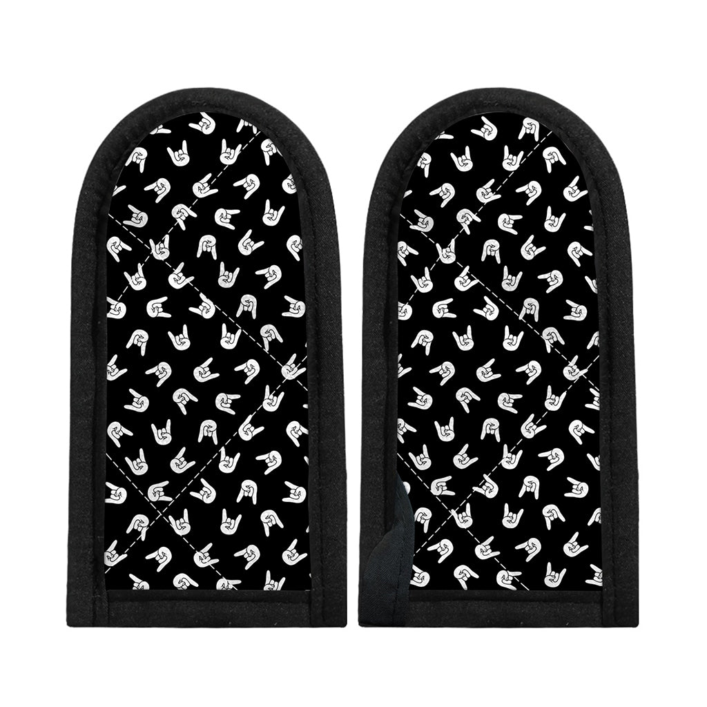 Rock And Roll Hand Sign Pattern Print Skillet Handle Cover