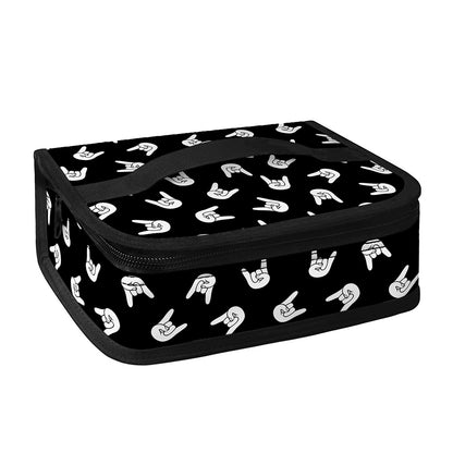 Rock And Roll Hand Sign Pattern Print Small Lunch Bag