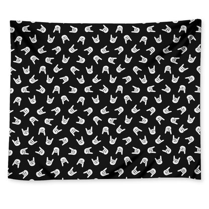 Rock And Roll Hand Sign Pattern Print Tapestry