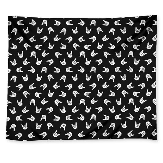 Rock And Roll Hand Sign Pattern Print Tapestry