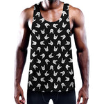 Rock And Roll Hand Sign Pattern Print Training Tank Top