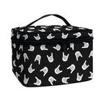 Rock And Roll Hand Sign Pattern Print Travel Makeup Bag