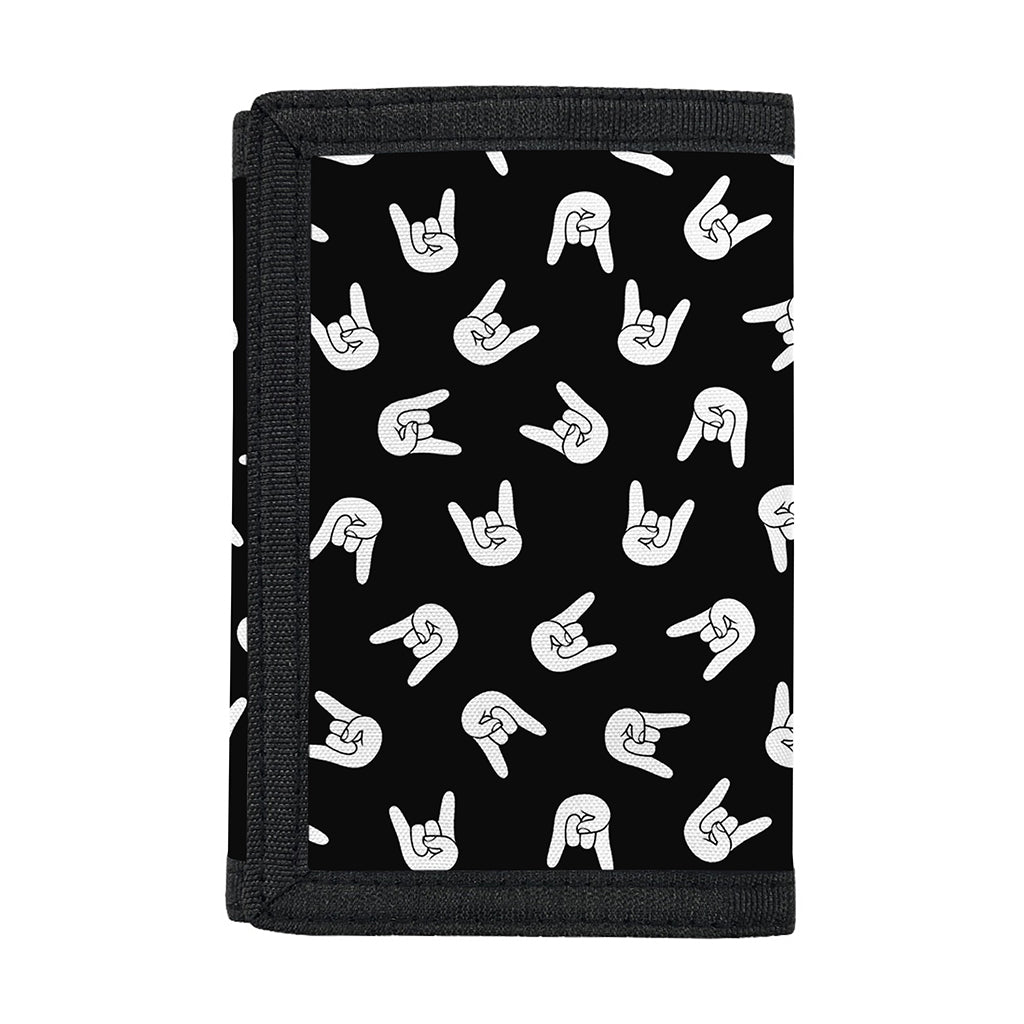 Rock And Roll Hand Sign Pattern Print Trifold Wallet