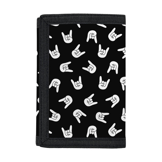 Rock And Roll Hand Sign Pattern Print Trifold Wallet