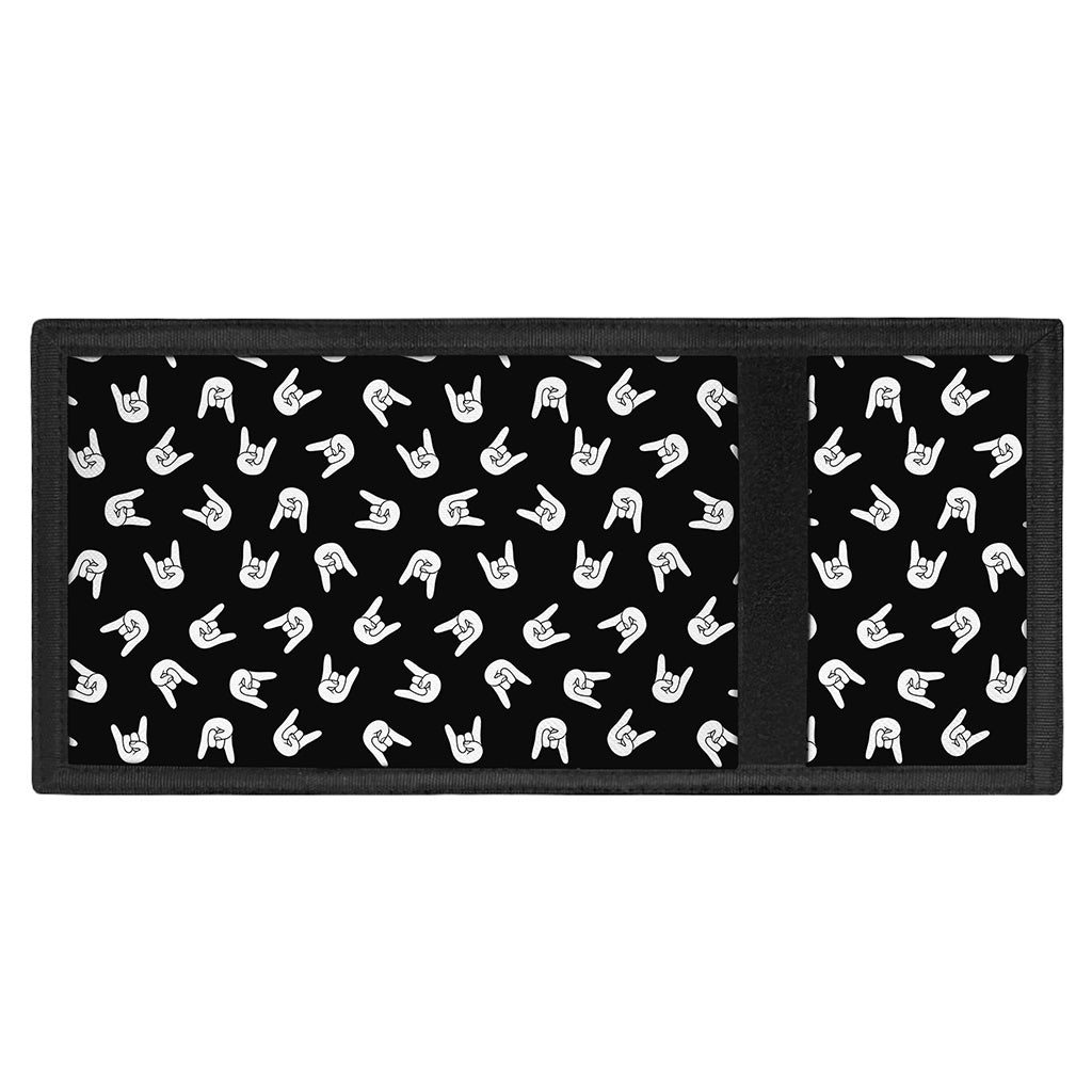 Rock And Roll Hand Sign Pattern Print Trifold Wallet