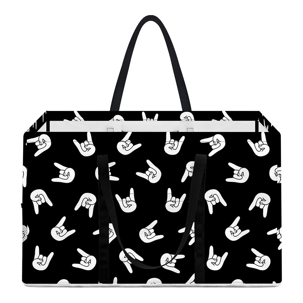 Rock And Roll Hand Sign Pattern Print Utility Tote Bag