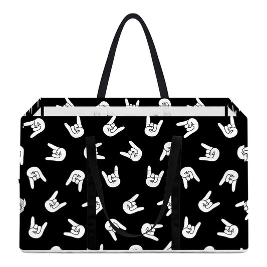 Rock And Roll Hand Sign Pattern Print Utility Tote Bag