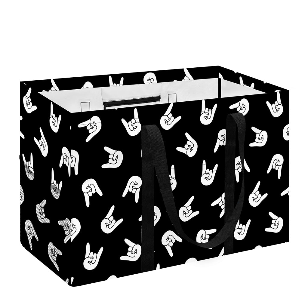 Rock And Roll Hand Sign Pattern Print Utility Tote Bag