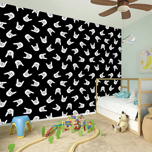 Rock And Roll Hand Sign Pattern Print Wall Sticker