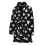 Rock And Roll Hand Sign Pattern Print Women's Bathrobe