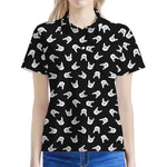 Rock And Roll Hand Sign Pattern Print Women's Polo Shirt