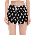Rock And Roll Hand Sign Pattern Print Women's Split Running Shorts