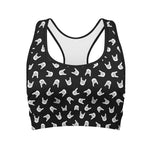 Rock And Roll Hand Sign Pattern Print Women's Sports Bra