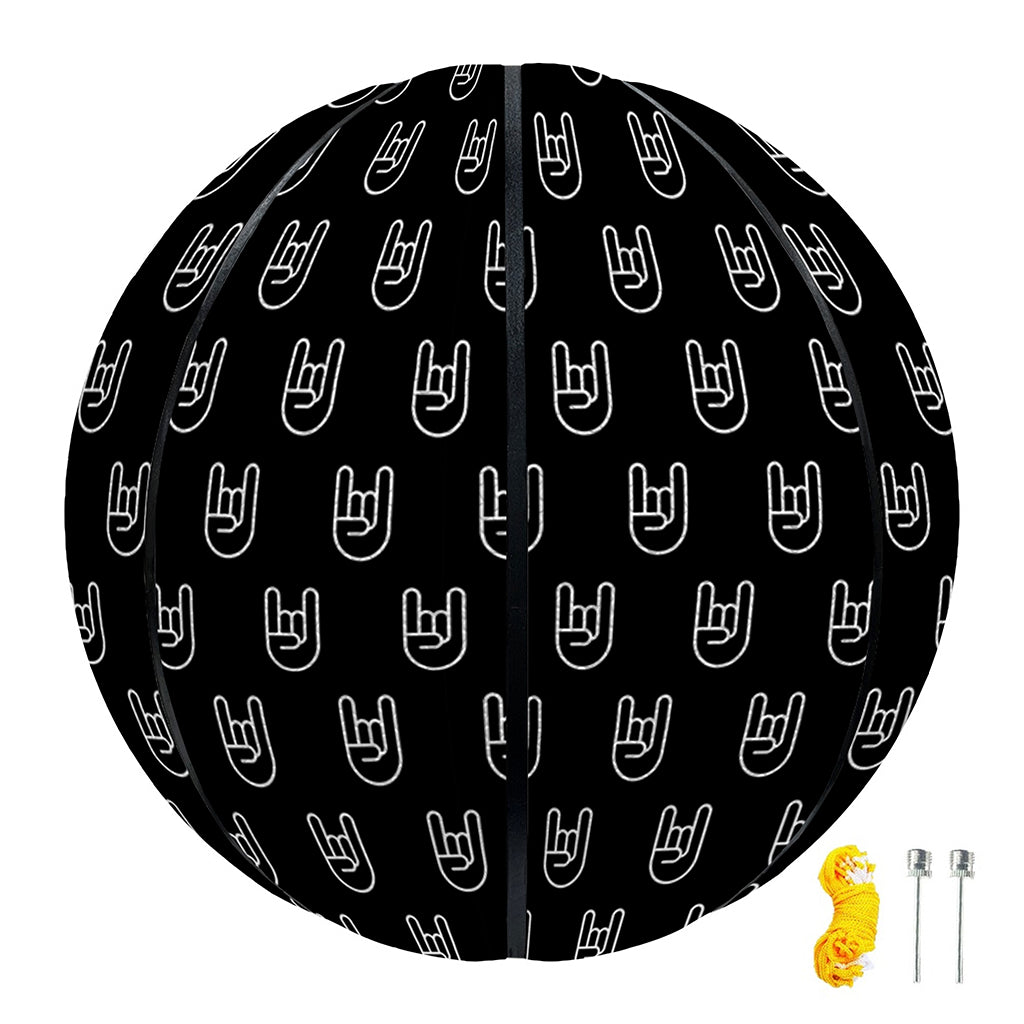 Rock And Roll Hand Symbol Pattern Print Basketball