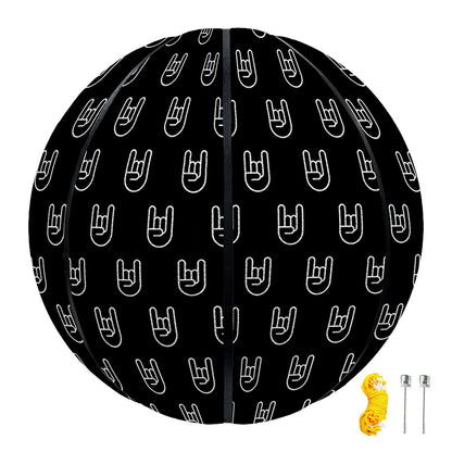 Rock And Roll Hand Symbol Pattern Print Basketball
