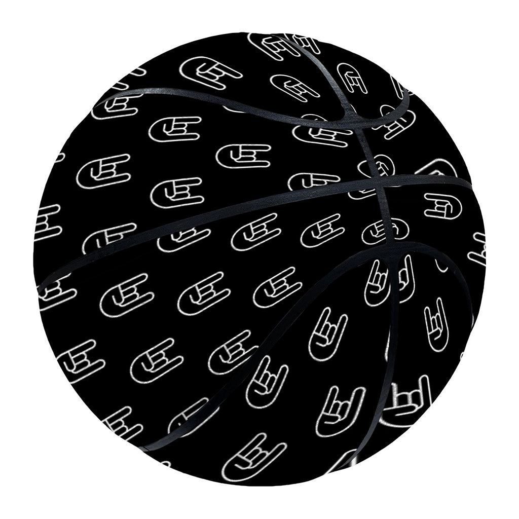 Rock And Roll Hand Symbol Pattern Print Basketball