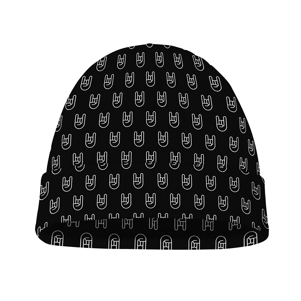 Rock And Roll Hand Symbol Pattern Print Beanie