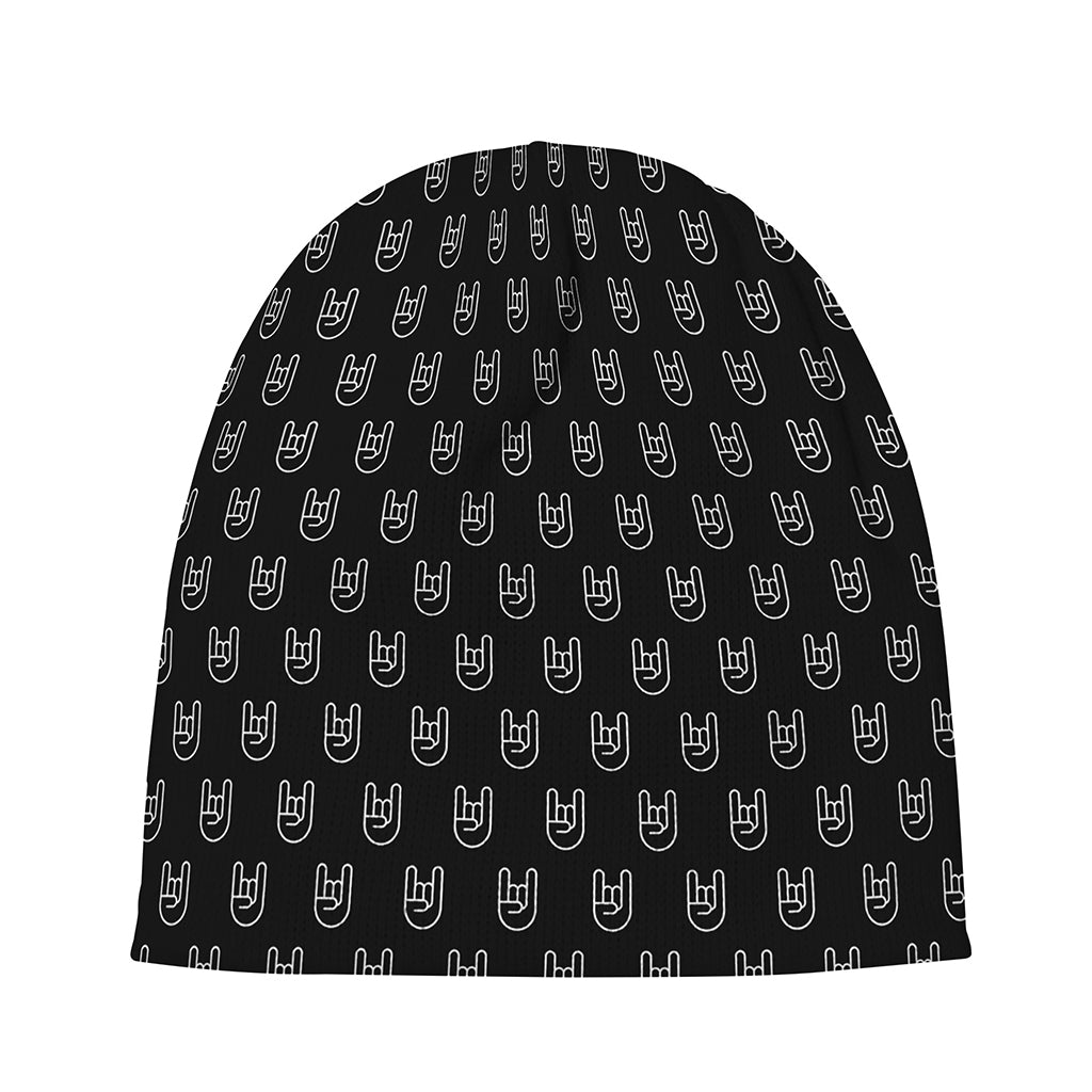 Rock And Roll Hand Symbol Pattern Print Beanie