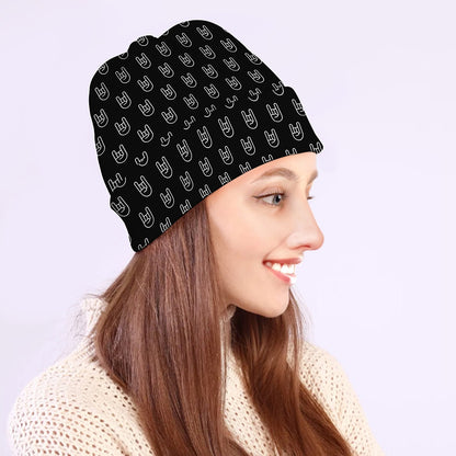 Rock And Roll Hand Symbol Pattern Print Beanie