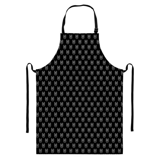 Rock And Roll Hand Symbol Pattern Print Bib Apron With Pocket