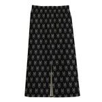 Rock And Roll Hand Symbol Pattern Print Cotton Front Slit Maxi Skirt