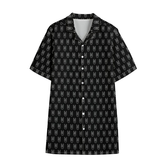 Rock And Roll Hand Symbol Pattern Print Cotton Hawaiian Shirt