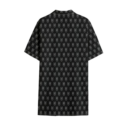 Rock And Roll Hand Symbol Pattern Print Cotton Hawaiian Shirt