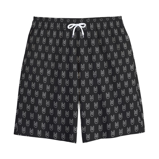 Rock And Roll Hand Symbol Pattern Print Cotton Shorts