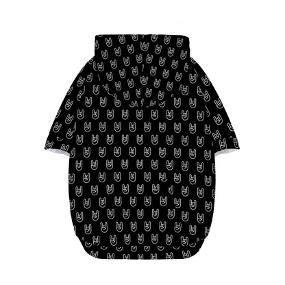 Rock And Roll Hand Symbol Pattern Print Dog Zip Up Hoodie
