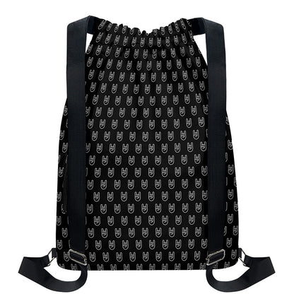 Rock And Roll Hand Symbol Pattern Print Drawstring Backpack
