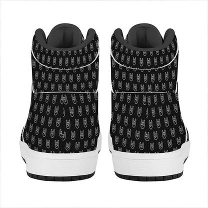 Rock And Roll Hand Symbol Pattern Print High Top Leather Sneakers