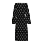 Rock And Roll Hand Symbol Pattern Print Hooded Bathrobe