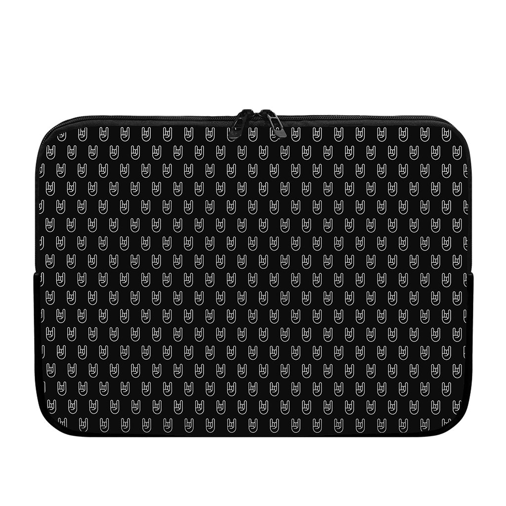 Rock And Roll Hand Symbol Pattern Print Laptop Sleeve
