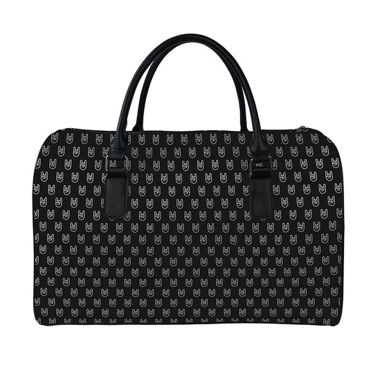 Rock And Roll Hand Symbol Pattern Print Leather Duffle Bag