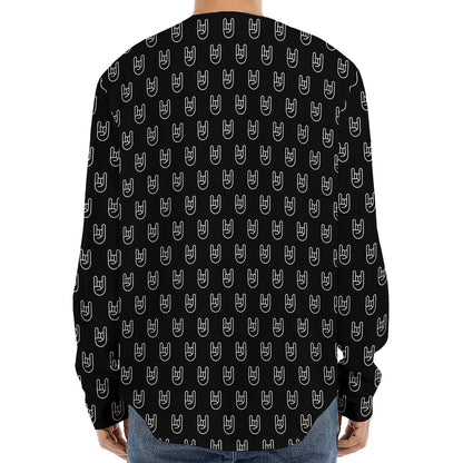 Rock And Roll Hand Symbol Pattern Print Long Sleeve Baseball Jersey