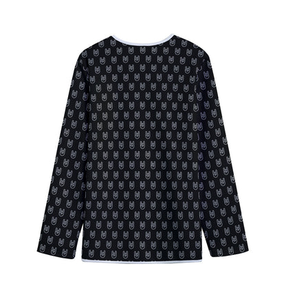 Rock And Roll Hand Symbol Pattern Print Long Sleeve Short Coat