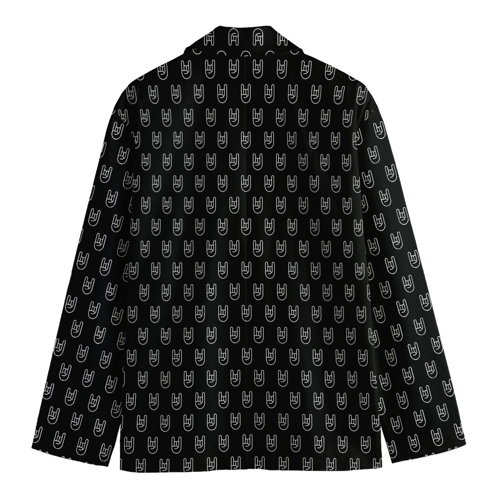 Rock And Roll Hand Symbol Pattern Print Men's Cotton Blazer
