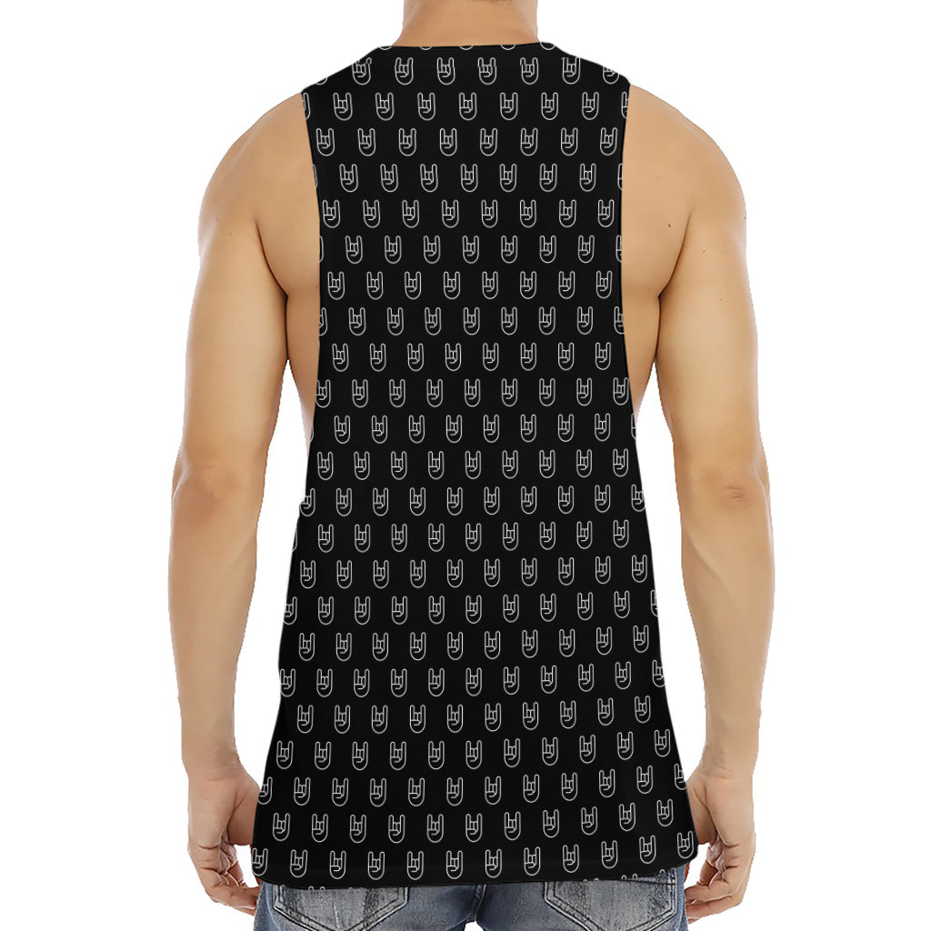 Rock And Roll Hand Symbol Pattern Print Men's Muscle Tank Top