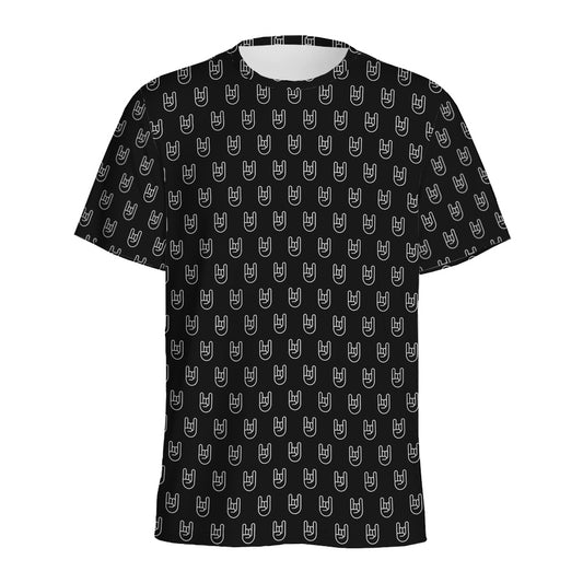Rock And Roll Hand Symbol Pattern Print Men's Sports T-Shirt