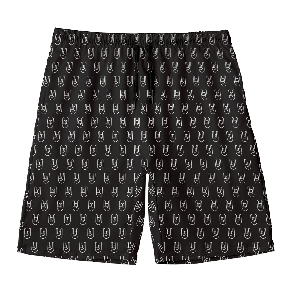 Rock And Roll Hand Symbol Pattern Print Men's Swim Trunks