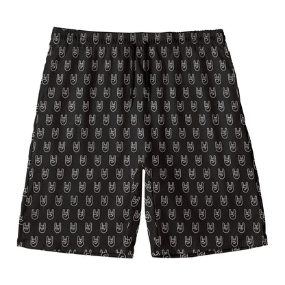Rock And Roll Hand Symbol Pattern Print Men's Swim Trunks