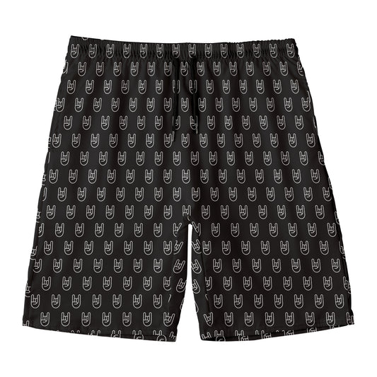 Rock And Roll Hand Symbol Pattern Print Men's Swim Trunks