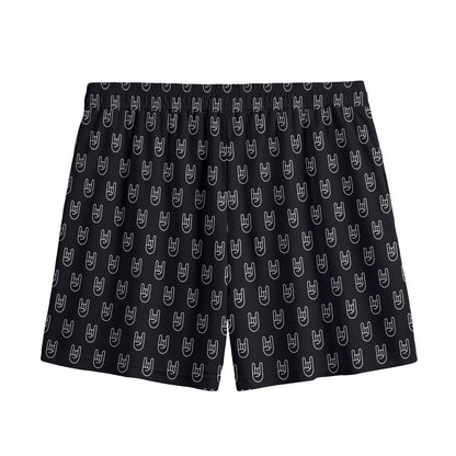 Rock And Roll Hand Symbol Pattern Print Mesh Shorts