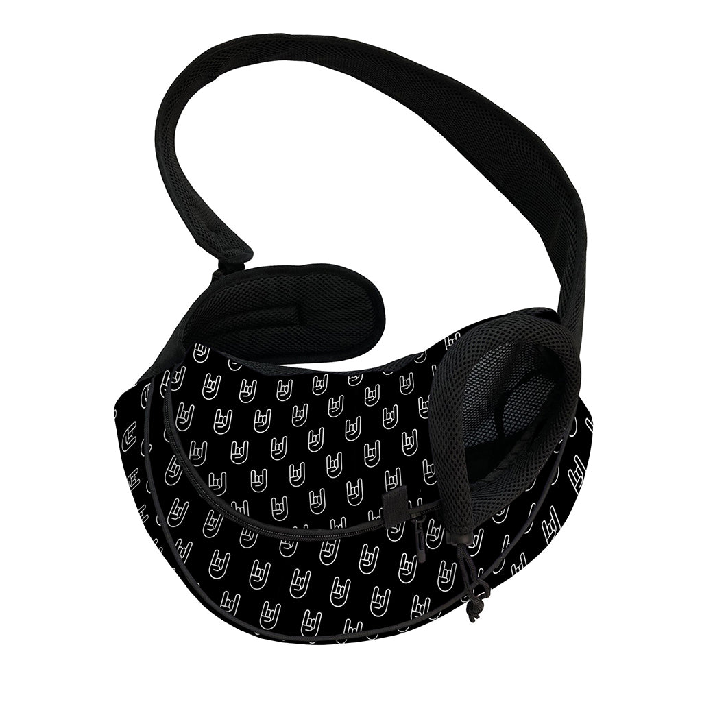 Rock And Roll Hand Symbol Pattern Print Pet Sling Carrier