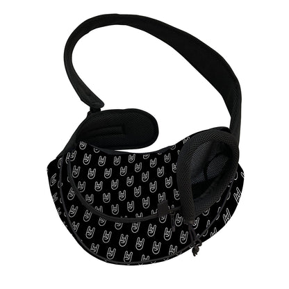 Rock And Roll Hand Symbol Pattern Print Pet Sling Carrier
