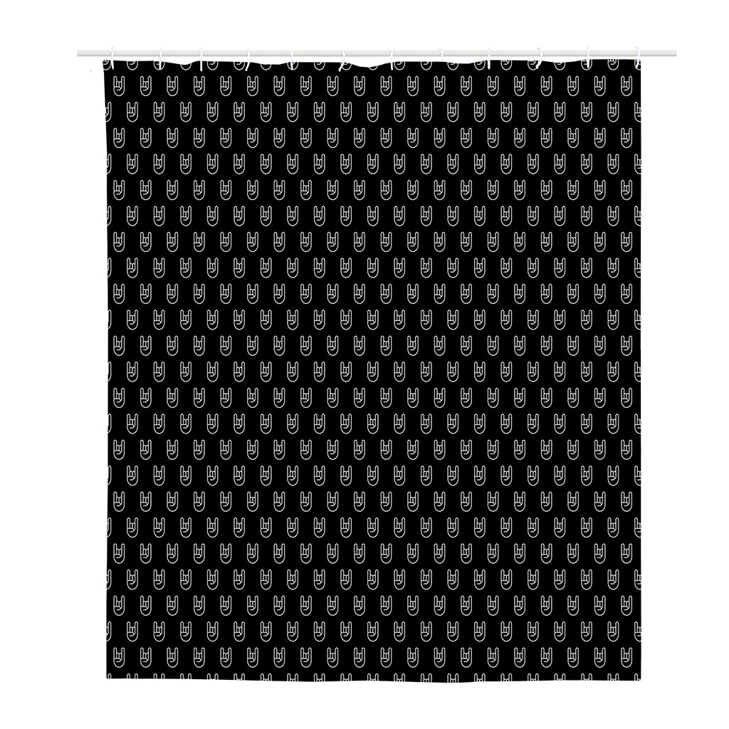 Rock And Roll Hand Symbol Pattern Print Polyester Shower Curtain