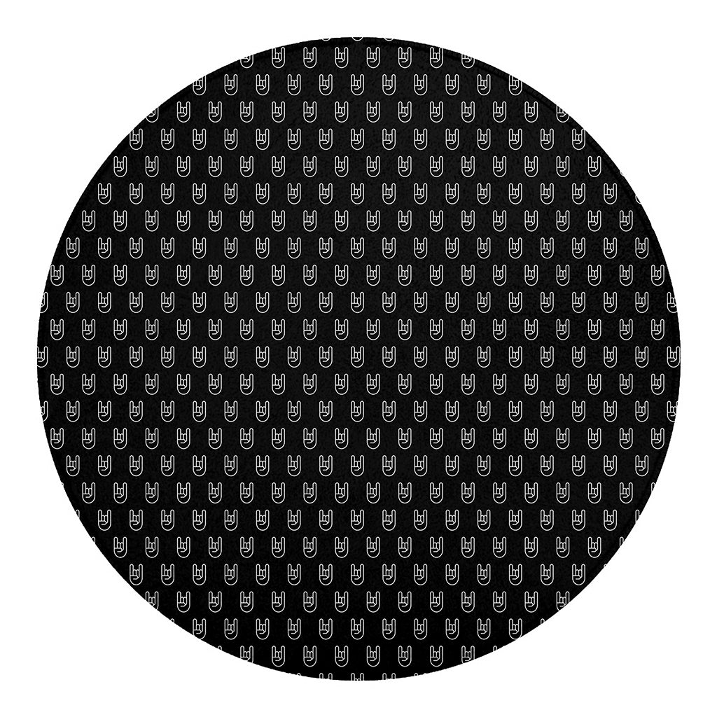 Rock And Roll Hand Symbol Pattern Print Round Blanket