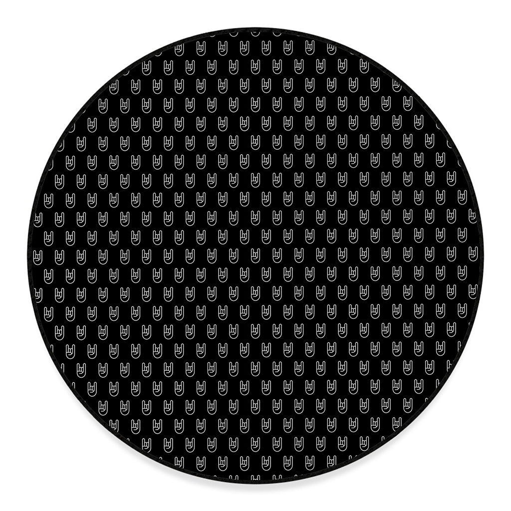 Rock And Roll Hand Symbol Pattern Print Round Floor Mat