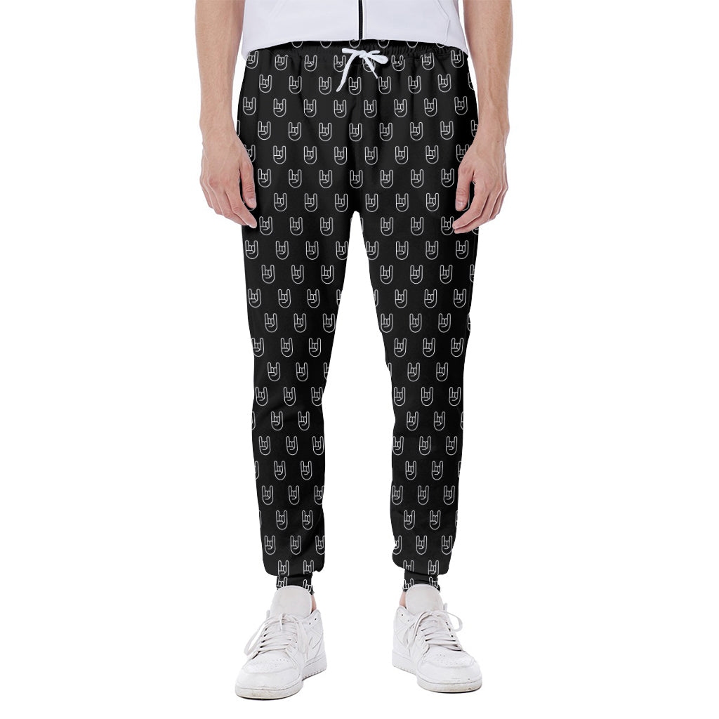 Rock And Roll Hand Symbol Pattern Print Scuba Joggers