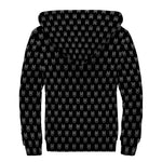 Rock And Roll Hand Symbol Pattern Print Sherpa Lined Zip Up Hoodie